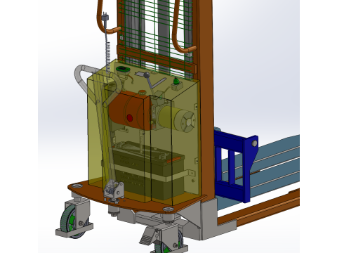 अर्ध स्वचालित स्टेकर ट्रक सॉलिडवर्क्स 3डी 3D मॉडल