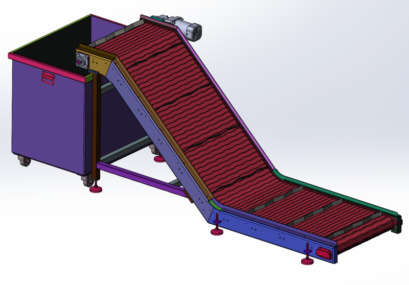 Convoyeur de levage à plaques à chaîne en forme de Z SolidWorks 3D Modèle 3D .c4d .max .obj .3ds .fbx .stl .blend 