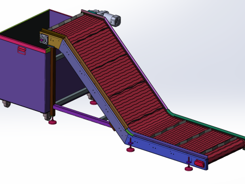 Convoyeur de levage à plaques à chaîne en forme de Z SolidWorks 3D Modèle 3D