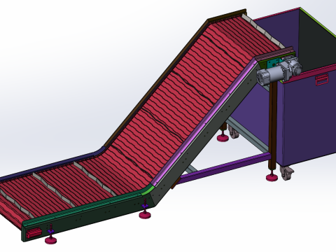 Convoyeur de levage à plaques à chaîne en forme de Z SolidWorks 3D Modèle 3D
