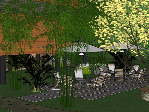 Grupo de casas de madera en familia anfitriona Modelo 3D