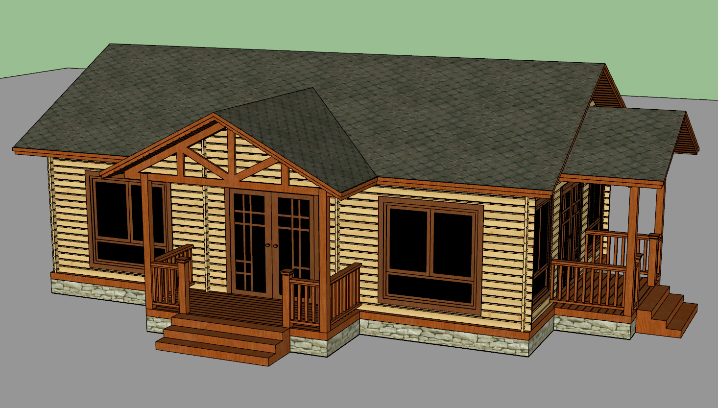 Wooden house SU model 3D Model .c4d .max .obj .3ds .fbx .stl .blend
