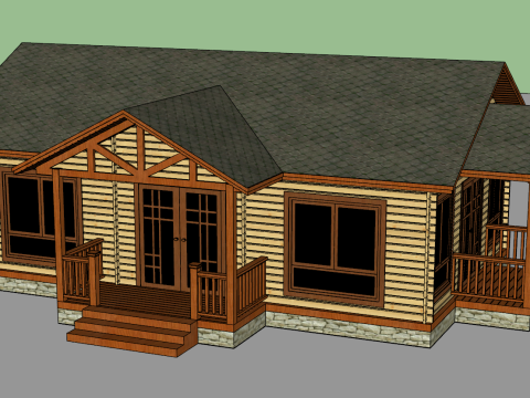 Model rumah kayu SU Model 3D