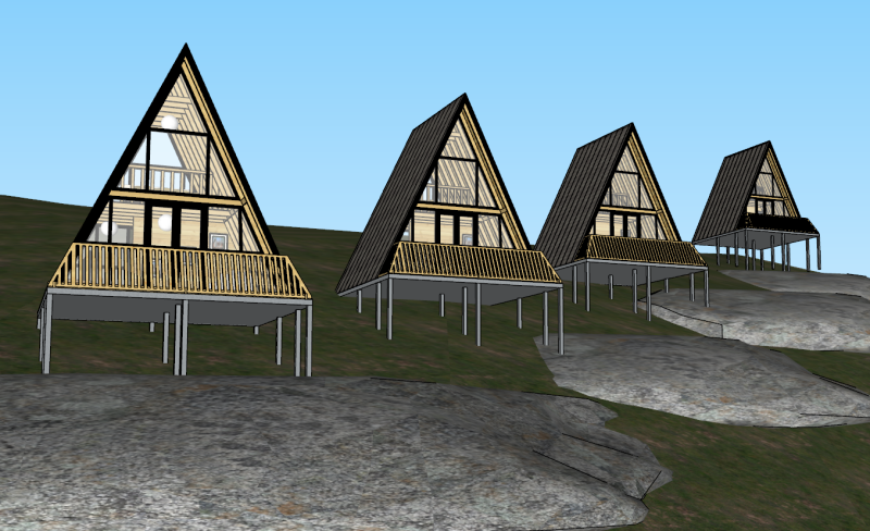 Rumah kayu segitiga Model 3D .c4d .max .obj .3ds .fbx .stl .blend 
