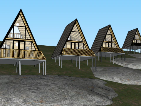 Rumah kayu segitiga Model 3D