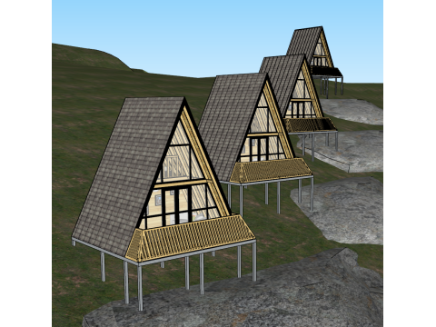 Rumah kayu segitiga Model 3D