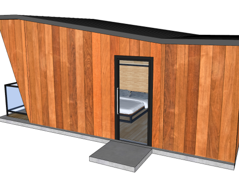 लकड़ी का घर होमस्टे छोटा विला 3D मॉडल