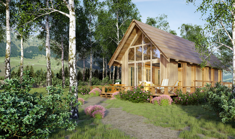 Güzel açık ahşap ev 3D Model .c4d .max .obj .3ds .fbx .stl .blend 