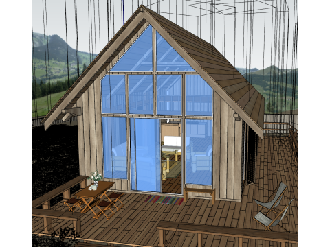 Güzel açık ahşap ev 3D Model