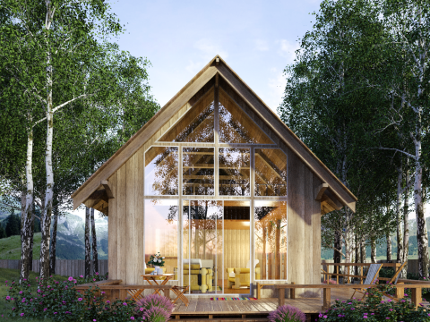 Güzel açık ahşap ev 3D Model