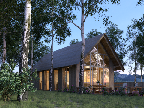 Güzel açık ahşap ev 3D Model