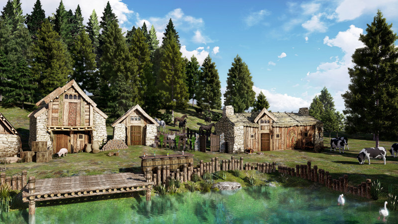 Деревянный дом пейзажный отдых 3D Модель .c4d .max .obj .3ds .fbx .stl .blend 