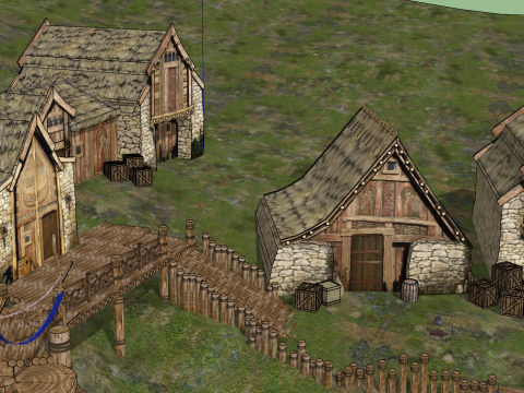 Деревянный дом пейзажный отдых 3D Модель