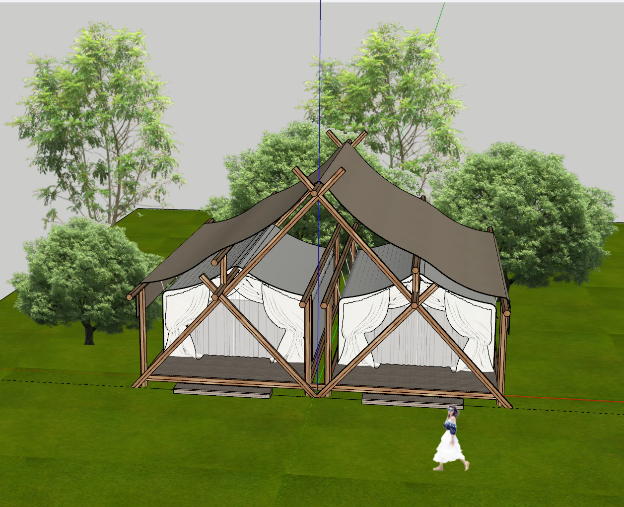 Tent Hotel SU Model 3D Model .c4d .max .obj .3ds .fbx .stl .blend 