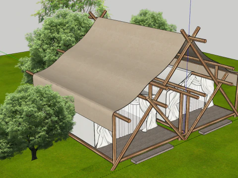 Tent Hotel SU Model 3D Model