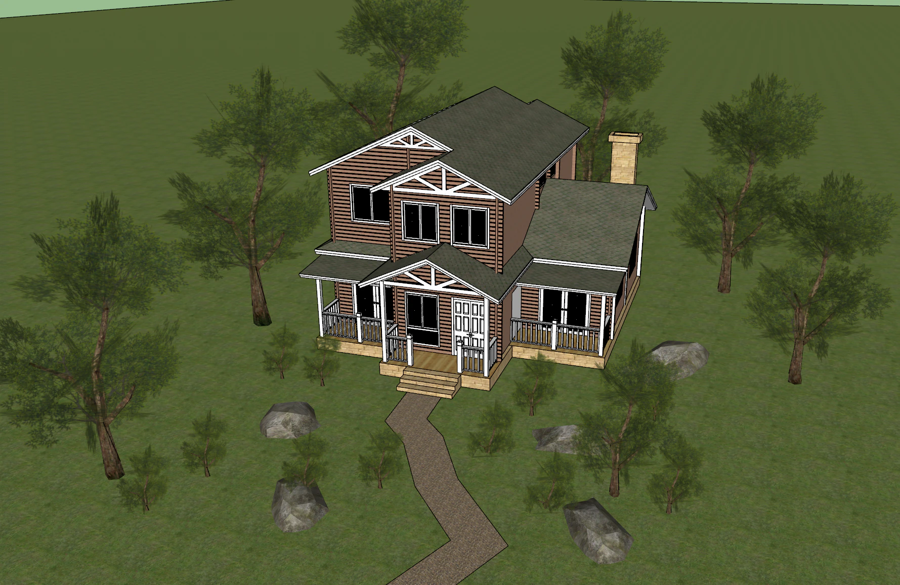 Villa SU model 3D Model .c4d .max .obj .3ds .fbx .stl .blend