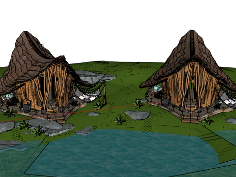 Southeast Asian style hotel homestay SU 3D Model