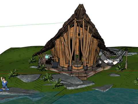 東南アジア風ホテルホームステイ SU 3Dモデル