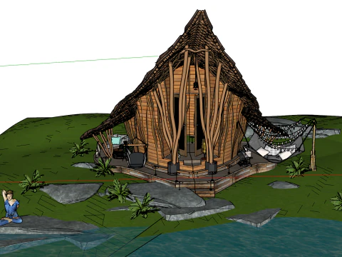 Southeast Asian style hotel homestay SU 3D Model