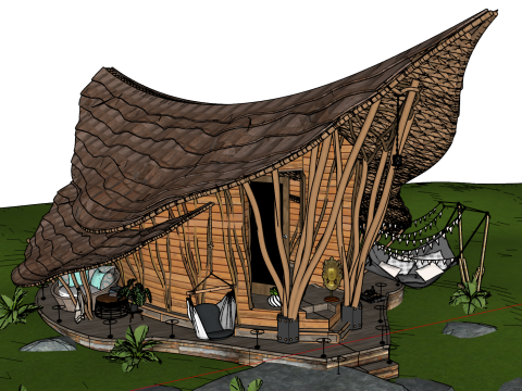 東南アジア風ホテルホームステイ SU 3Dモデル