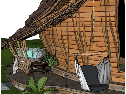 東南アジア風ホテルホームステイ SU 3Dモデル