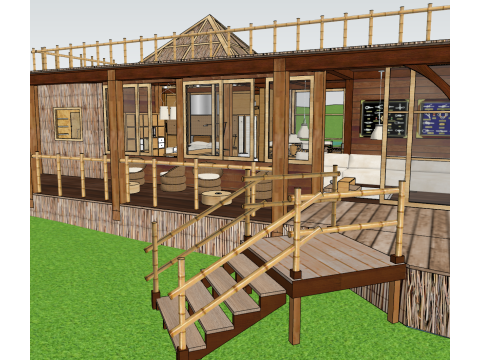 东南亚风情酒店民宿SU模式 3D 模型