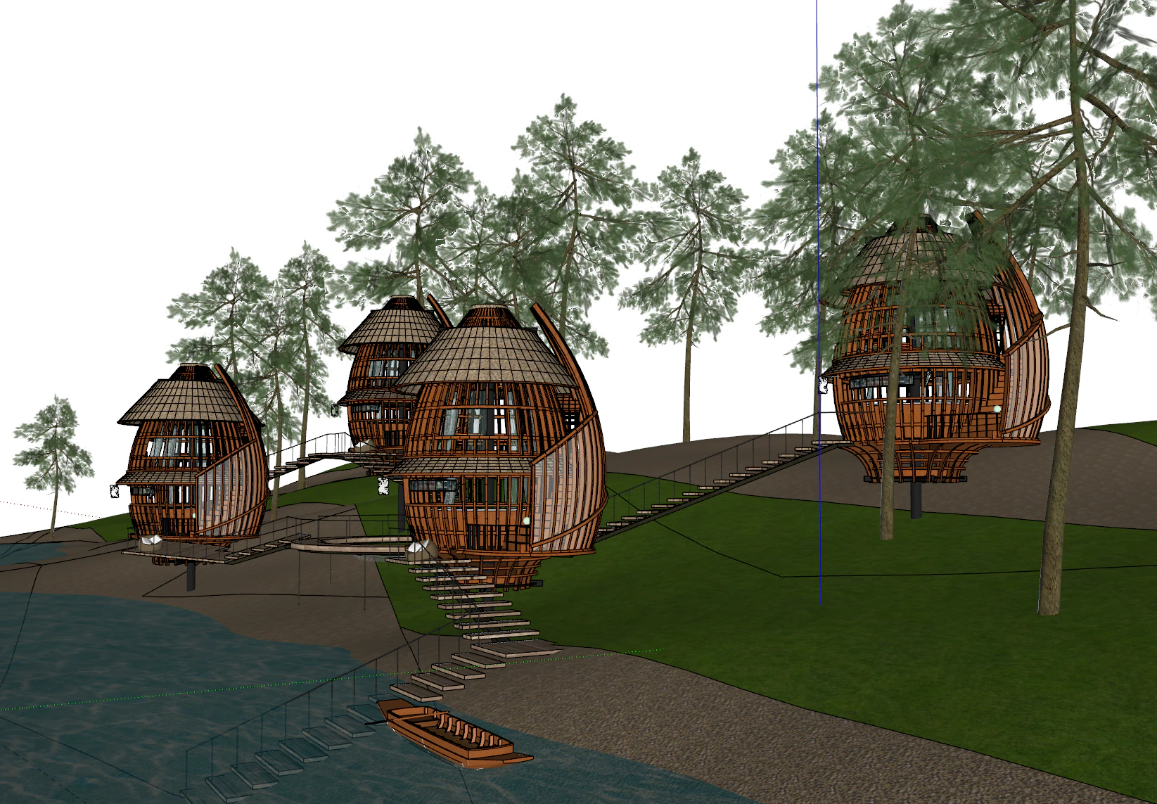 Modern-style homestay hotel exterior SU model 3D Model .c4d .max .obj .3ds .fbx .stl .blend 