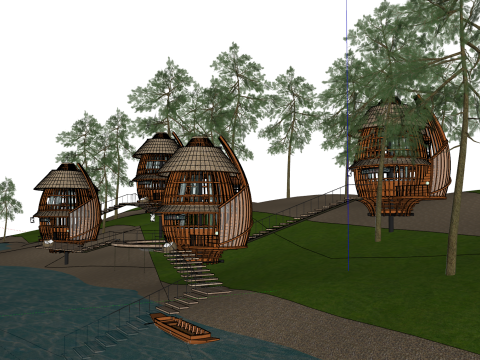 Modern tarzda aile yanında konaklama oteli dış SU modeli 3D Model