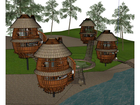 Modern-style homestay hotel exterior SU model 3D Model