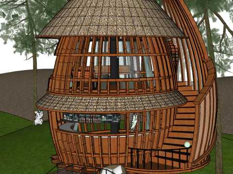 Modern-style homestay hotel exterior SU model 3D Model