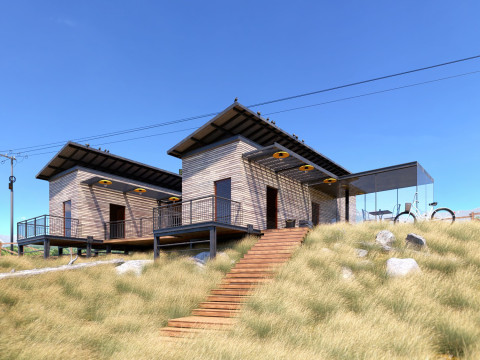 Modello di soggiorno in famiglia in un hotel in stile sud-est asiatico Modello 3D