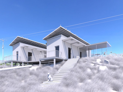 Modello di soggiorno in famiglia in un hotel in stile sud-est asiatico Modello 3D