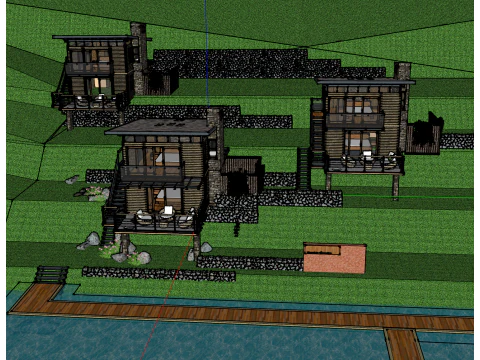 Modello SU di architettura moderna della casa di legno della montagna di architettura dell'alloggio in famiglia Modello 3D