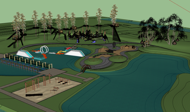 Modern Park Manzarası SU Modeli 3D Model .c4d .max .obj .3ds .fbx .stl .blend