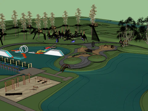 Modern Park Landscape SU Model 3D Model