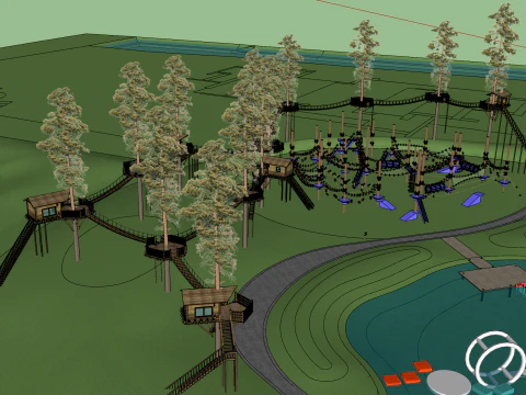 Modern Park Landscape SU Model 3D Model