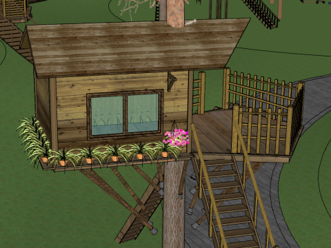 Modern Park Manzarası SU Modeli 3D Model