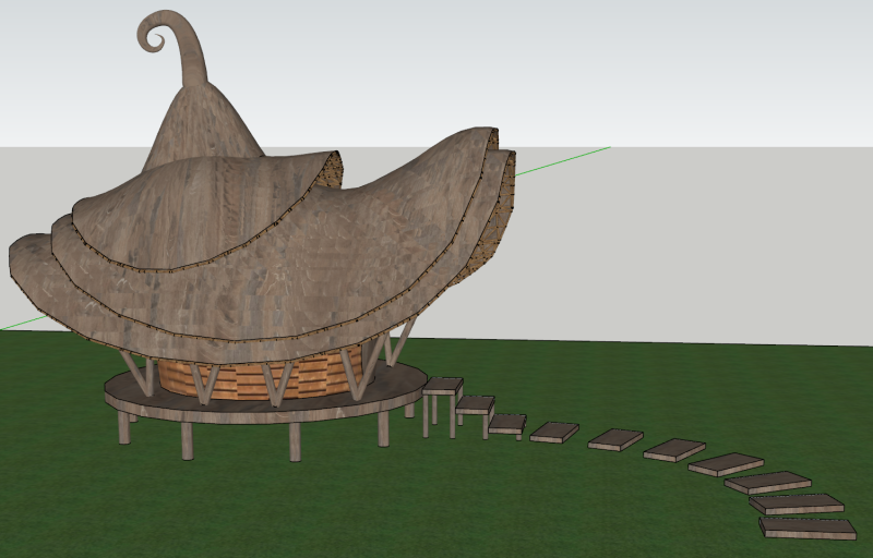 Modern ahşap ev gözlem odası SU modeli 3D Model .c4d .max .obj .3ds .fbx .stl .blend 