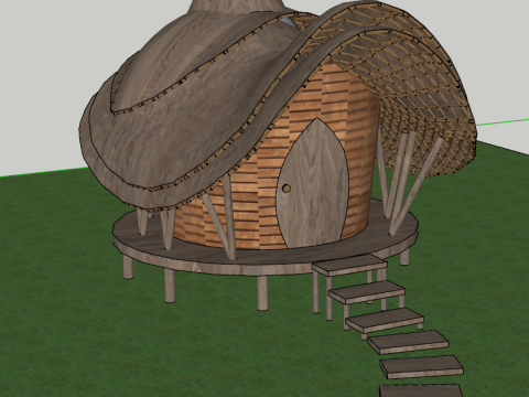 Modern ahşap ev gözlem odası SU modeli 3D Model