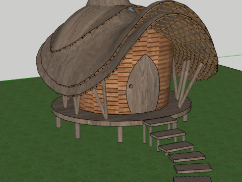 Modern wooden house observation room SU model 3D Model
