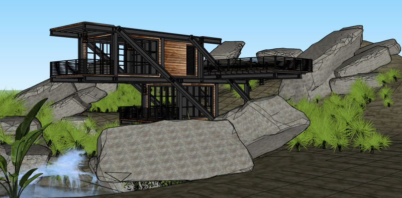 现代生态木屋别墅SU模型 3D 模型 .c4d .max .obj .3ds .fbx .stl .blend