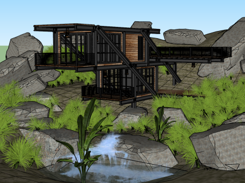 现代生态木屋别墅SU模型 3D 模型