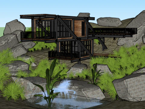 Modern Ecological Wooden House Villa SU Model 3D Model