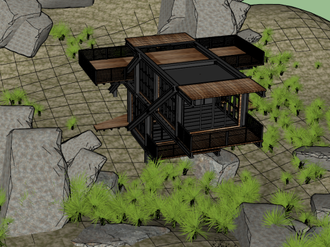 现代生态木屋别墅SU模型 3D 模型