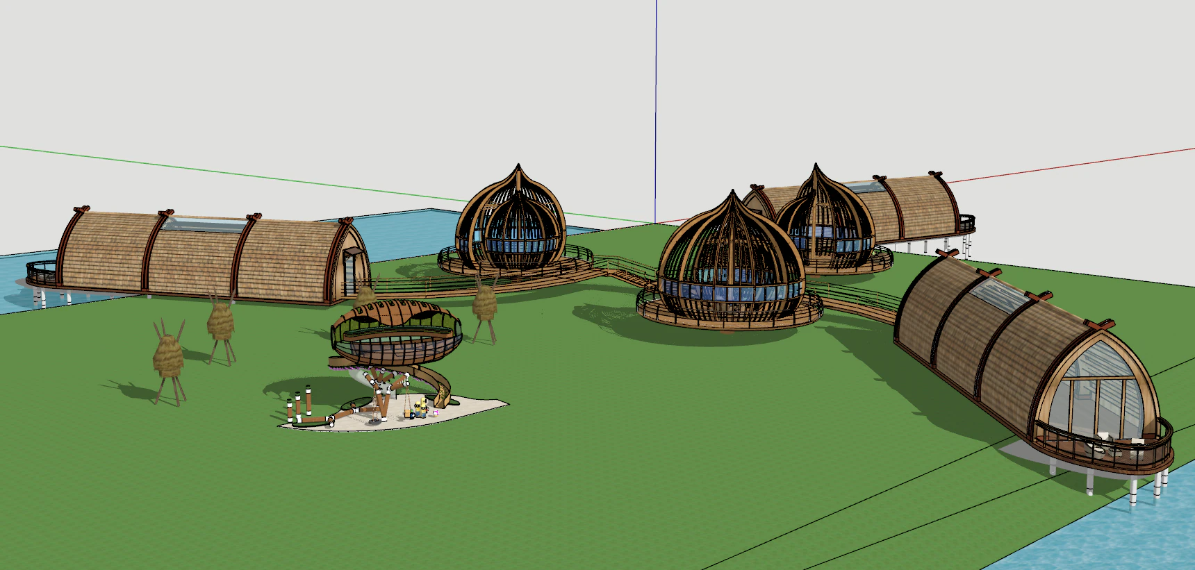 Modern Ecotourism Boathouse Hotel Homestay Leisure Wetland Waterfront Boathouse Forest Resort Hotel 3D Model .c4d .max .obj .3ds .fbx .stl .blend 