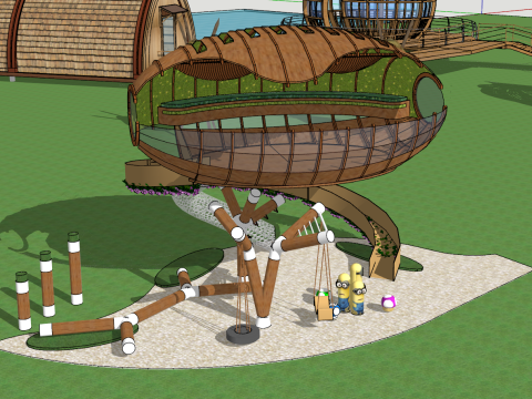 Modern Ecotourism Boathouse Hotel Homestay Leisure Wetland Waterfront Boathouse Forest Resort Hotel 3D Model