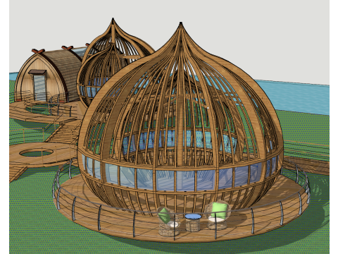 Modern Ecotourism Boathouse Hotel Homestay Leisure Wetland Waterfront Boathouse Forest Resort Hotel 3D Model