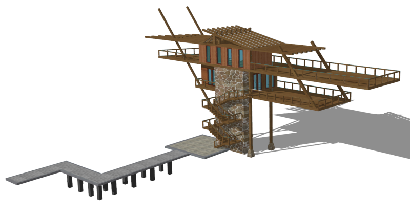 Forest Observation Deck 3D Model .c4d .max .obj .3ds .fbx .stl .blend