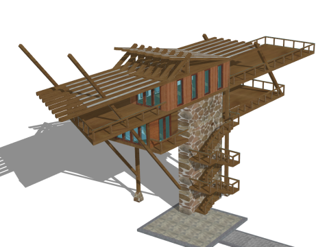 Лесная смотровая площадка 3D Модель