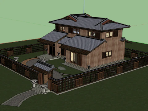 Antique exquisite Zen style wooden house 3D Model